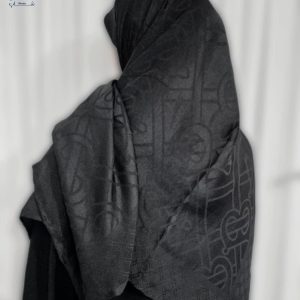 روسری ژاکارد مشکی طرح‌دار قواره ۱۴۰
