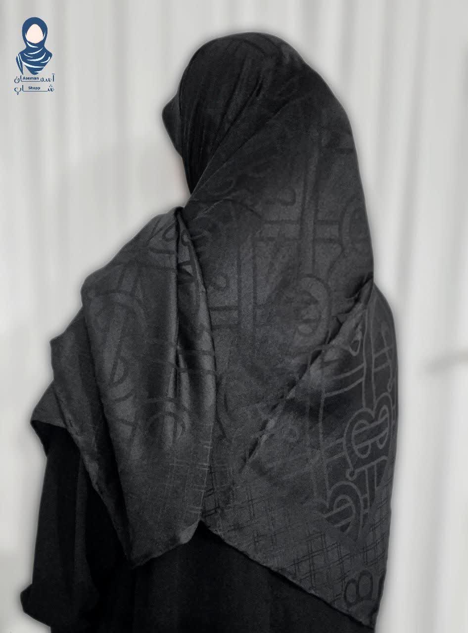 روسری ژاکارد مشکی طرحدار قواره ۱۴۰