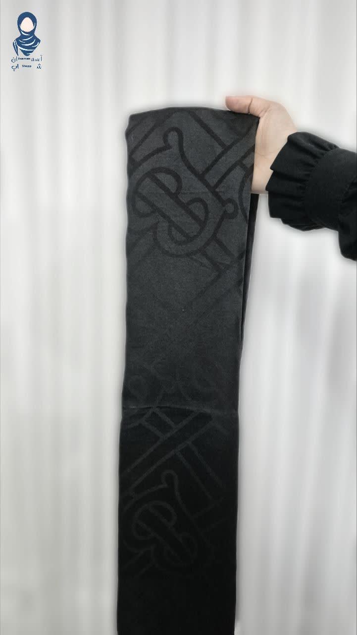 روسری ژاکارد مشکی طرحدار قواره ۱۴۰ | نخ ابریشم | دور دستدوز و ایستایی عالی - Image 2